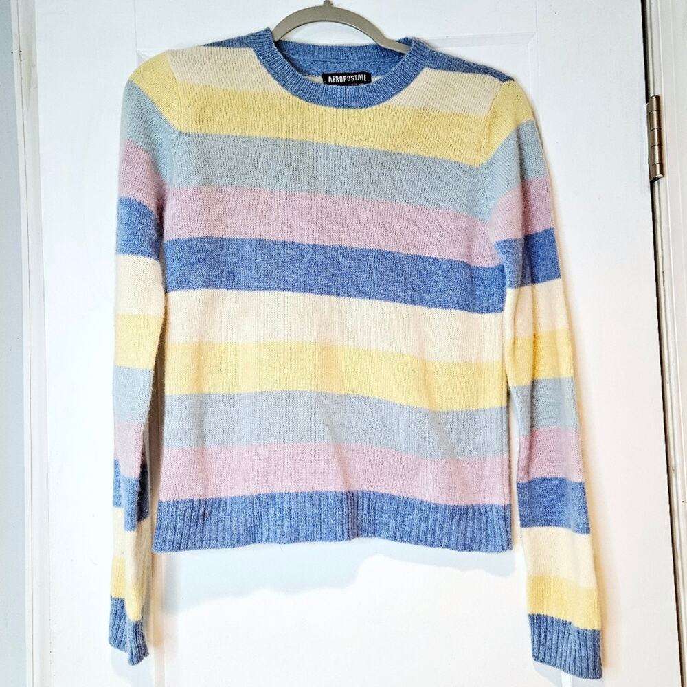 Aeropostale Pastel Stripe Angora Lambswool Sweater Vintage S